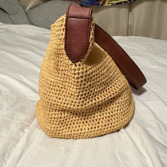 Helen Kaminski Crochet Raffia & Leather Crochet Boho Hobo Shoulder Crossbody Bag - Picture 12 of 16